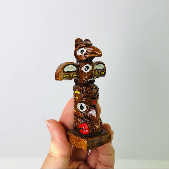 Edmund Wolf, Jr. Resin Reproduction of Original Canadian Totem Pole 3.2" high - Picture 2 of 7